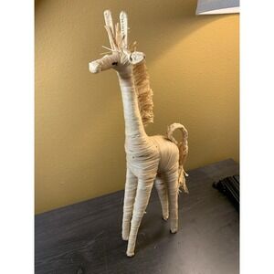 Hand Crafted Rattan Straw Giraffe 15.5" Figure Sculpture Natural Tan EUC